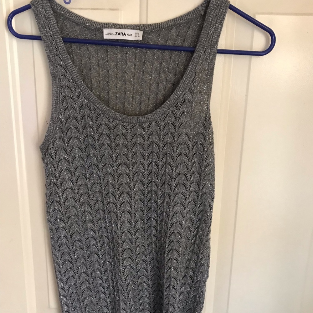 Zara silver sparkle tank